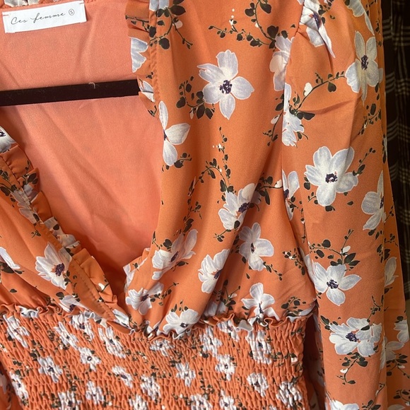 Floral Ruffle Detail Smocked Waist Dress - Picture 3 of 3